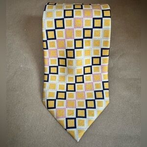 Bijoux Terner Yellow, Pink and Black Geometric Silk 4” Tie.